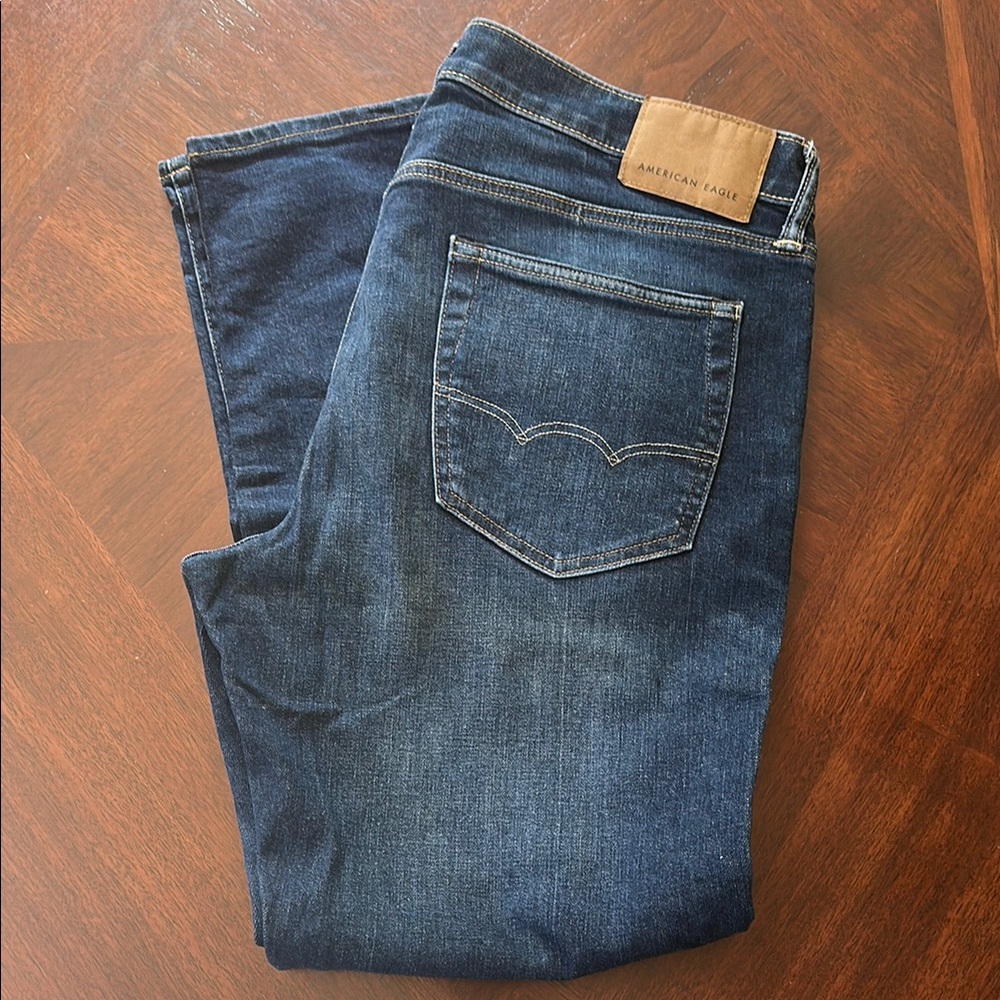 American Eagle Outfitters Men's Dark Blue Slim Straight Jeans